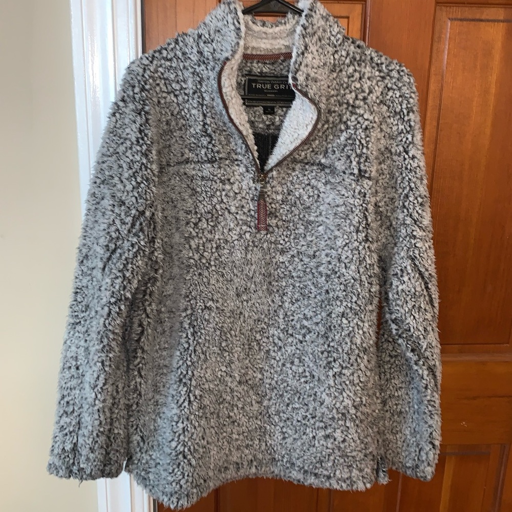 True Grit fuzzy frosted tip pullover